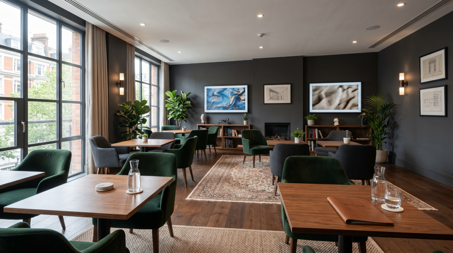 UK Medical Cannabis Lounge Norwich | UKMC Group — interior of the first patient lounge in Norfolk with warm lighting, walnut paneling and velvet seating